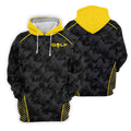 Abstract Triangle Black Yellow Golf Tops For Men, Father's Day Golf Gift, Polo Shirts For Men