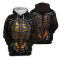 Burning Skeleton Rib Cage Halloween Polo Shirt, Mens Polo Shirts, Golf Apparel For Men