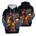 Rooster Beer USA Patriotic Hawaiian Golf Shirt, 250th Anniversary Tropical Vibe Men's Golf Shirt