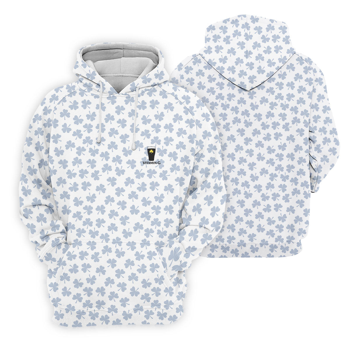 Vitamin G Shamrock Pattern Golf And Beer White Golf Shirt, St Patrick's Day Golf Shirt, Polo Shirts For Men