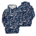 Line-art Sketches Sci-Fi Spacecraft Dark Navy Golf Shirts For Men, Polo Shirts For Men, Golfing Apparel
