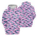 Shark Pattern Hawaiian Golf Shirt, Pink Golf Shirt, Polo Shirts For Men, Golfing Apparel