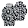 Black And White Pattern Tropical Hawaiian Golf Shirt, Summer Theme Golf Shirts For Men
