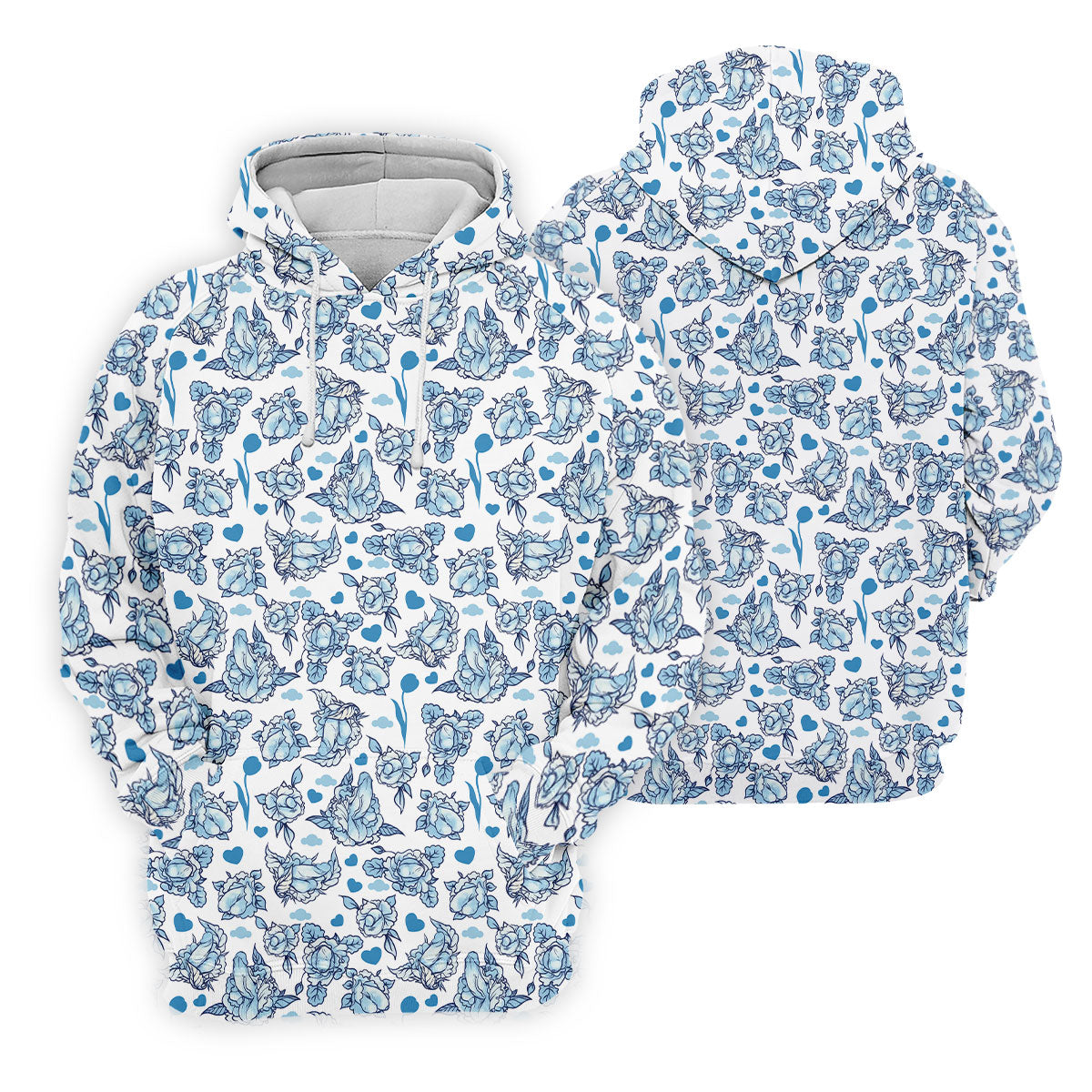 Funny Blue Rose Floral Pattern Men's Golf Shirt, Dirty Humor Polo Shirts For Men, Printed Golf Shirts
