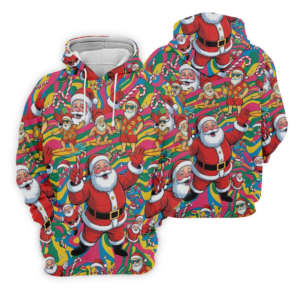 Funny Tropical Santa Christmas Polo Shirt, Mens Golf Polo, Christmas Shirts For Men
