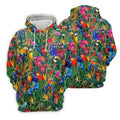 Tropical Colorful Parrots Rainforest Bird Print Golf Polo, Hawaiian Golf Shirt, Women's Golf Apparel