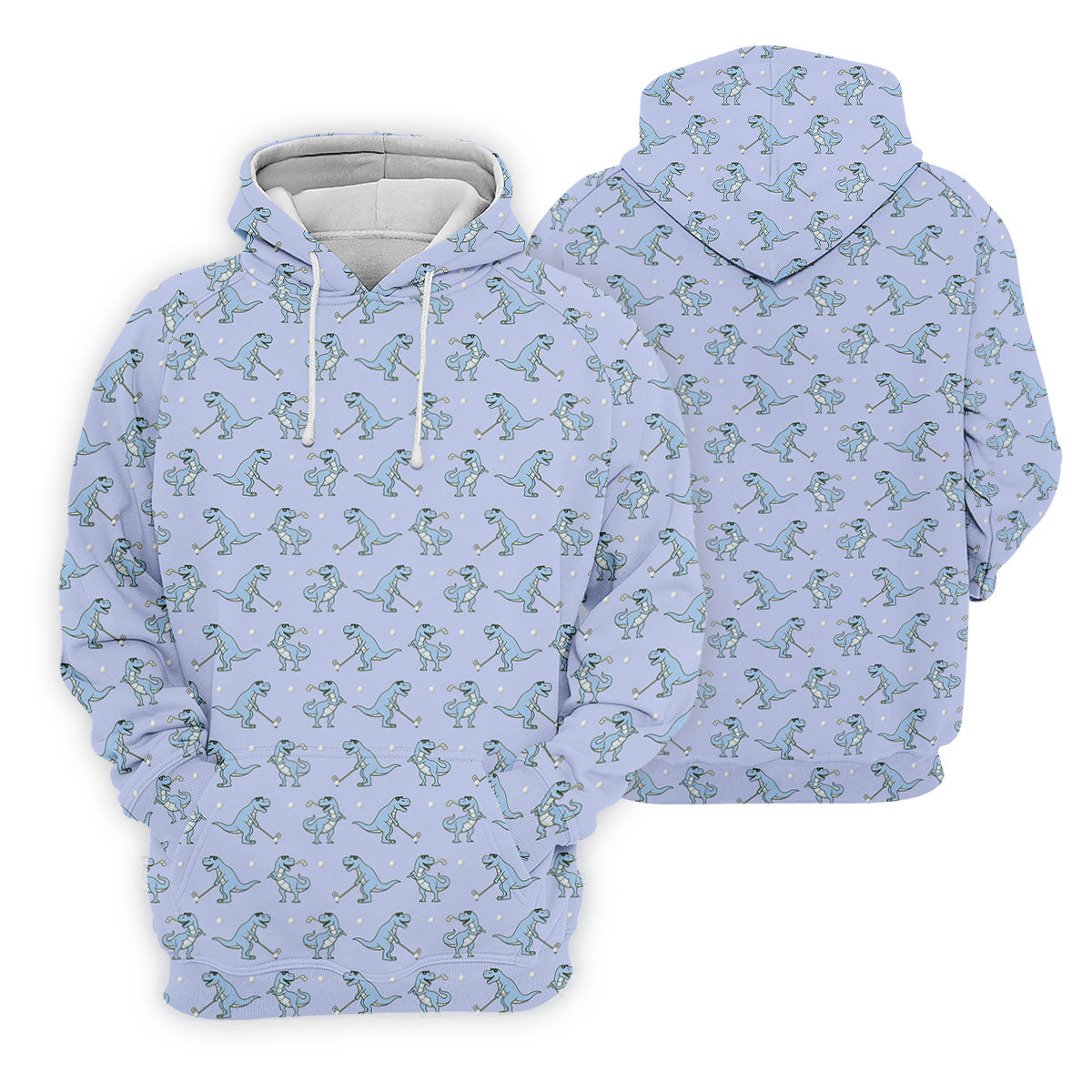 Blue T-Rex Dinosaur Golfer Pattern Golf Polo Shirt, Men's Golf Shirt, Mens Golf Polo