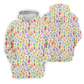Gummy Bear Golf Shirt, Colorful Candy Pattern Men's Golf Polo, Polo Shirts For Women