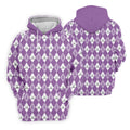 Pancreatic Cancer Purple And White Argyle Pattern Ladies Golf Shirts, Cancer Awareness Shirt