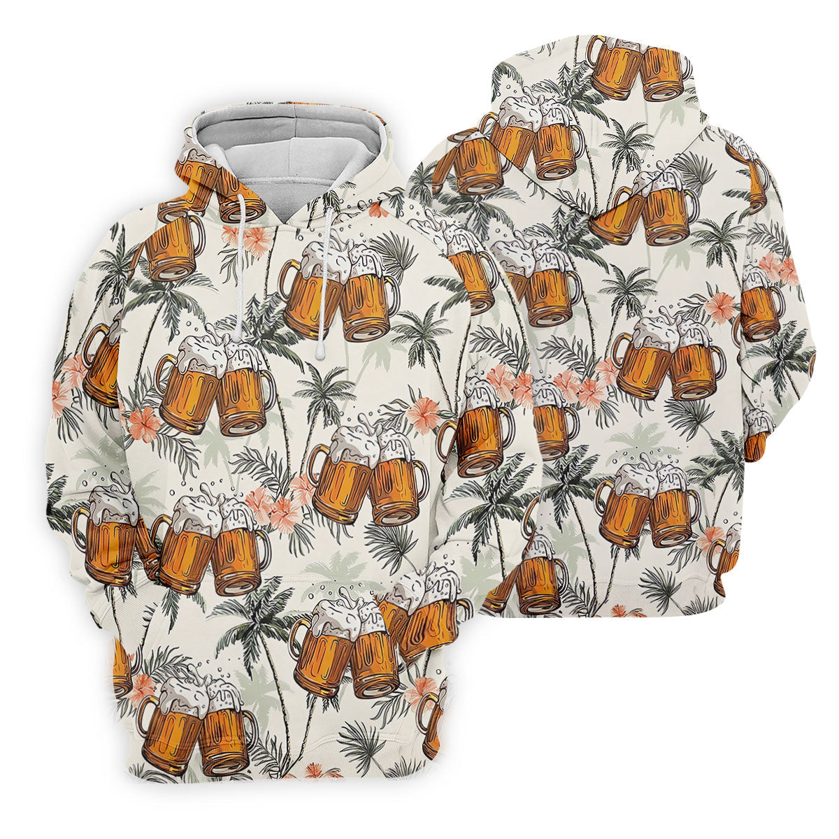 Tropical Palm Trees and Frosty Beer Mug Hawaiian Golf Polo, Golf Tops For Women, Golfing Apparel