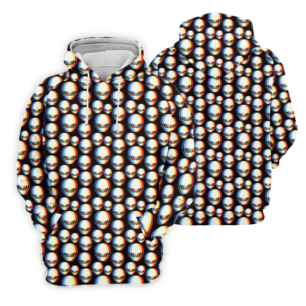 Retro Alien Head Pattern Golf Shirt, Women's Golf Tops, Ladies Golf Tops