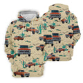 Personalized Pickup Truck Golf Shirt, Southwestern Desert Cactus Pattern, Golf Shirt For Women
