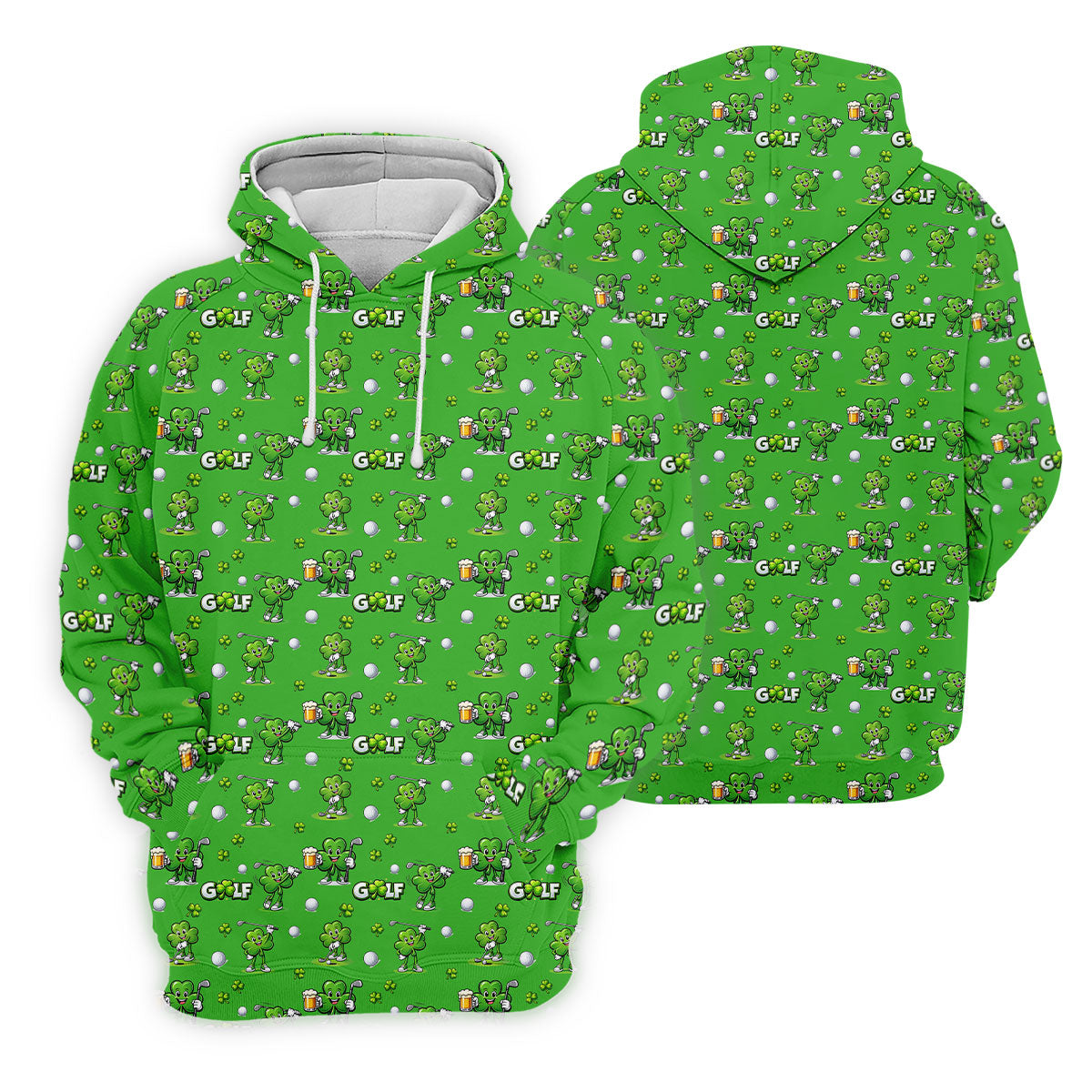 Three Leaf Clover Golf And Beer St Patrick's Day Green Golf Shirt, Fun Golf Shirts For Men, Polo Shirts For Men