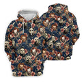 Gothic Floral Clown Doll Mask Hawaiian Polo, Golf Shirt For Men
