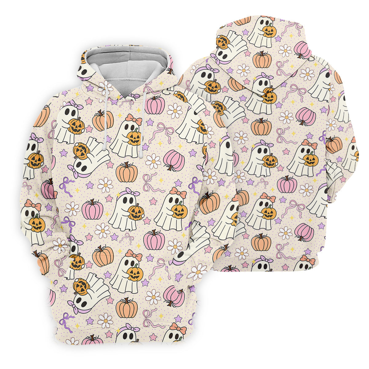 Halloween Seamless Pattern Cute Golf Shirt, Retro Halloween Polo Shirts For Men, Golfing Apparel