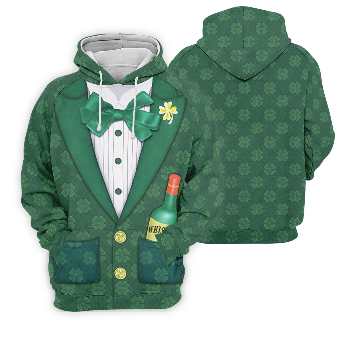 St Patrick's Day Green Shamrock Suit Whiskey Golf Print Golf Shirt, Polo Shirts For Men, Golf Shirts For Men