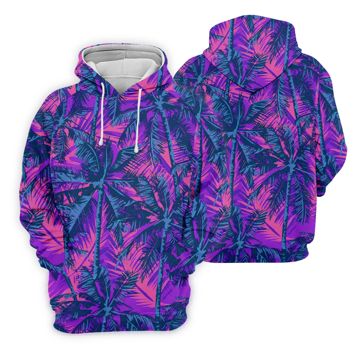 Purple Pink Tropical Palm Trees Golf Shirt, Golf Polo For Women, Printed Golf Shirt