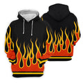 Black Orange Yellow Flame Sleeve Golf Shirt, Mens Golf Polo, Printed Golf Shirts