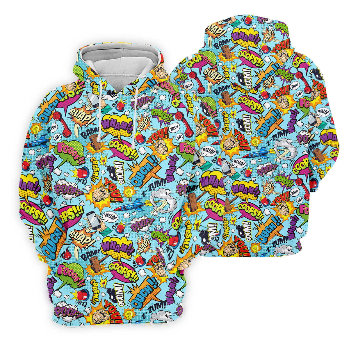 Comic Pattern Hawaiian Golf Shirt, Retro Style Men's Golf Shirt, Polo Shirts For Men
