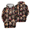 Cute Corgi Floral Hawaiian Pattern Polo Shirt, Womens Golf Polo, Funny Golf Shirt