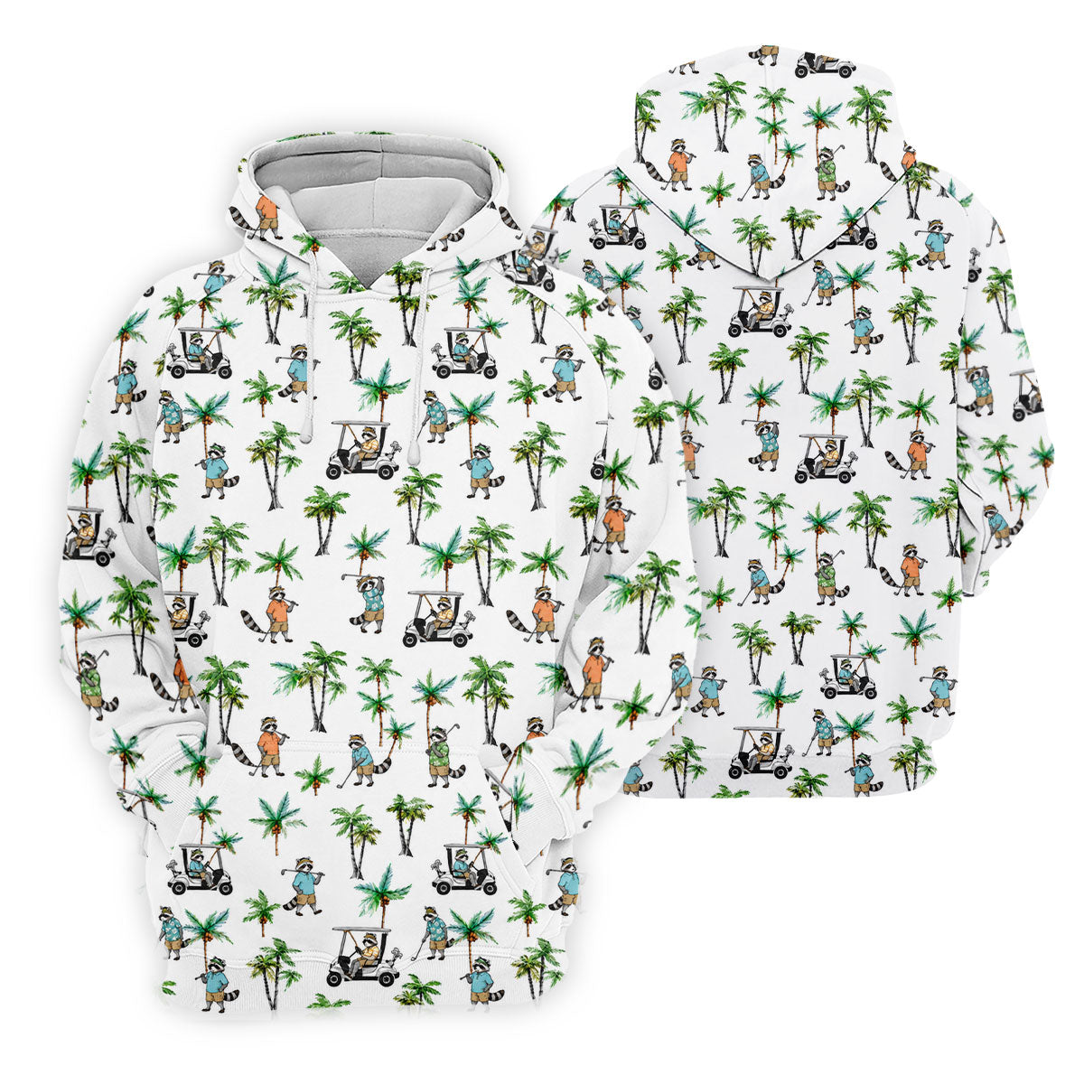Funny Raccoon Tropical Golf Pattern Polo Shirt, Womens Golf Tops, Printed Golf Shirt