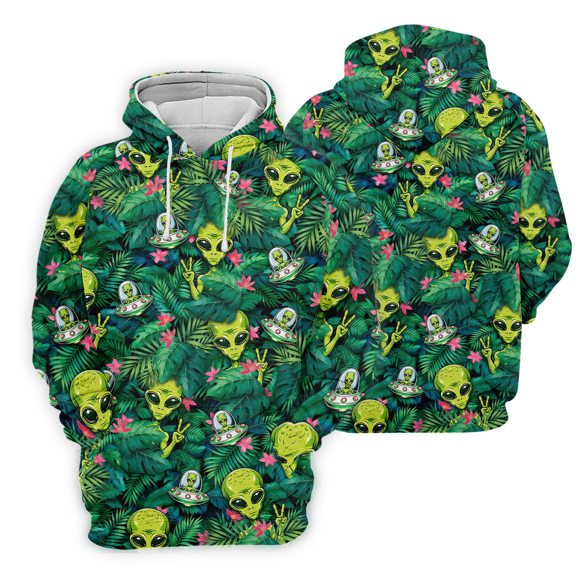 UFO and Alien Tropical Forest Hawaiian Golf Polo, Golf Tops For Women, Golfing Apparel
