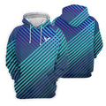 Teal And Purple Striped Pattern Golf Tops For Men, Performance Golf Shirt, Polo Shirts For Men