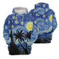 Van Gogh Starry Night Tropical Palm Tree Golf Shirt, Golf Polo For Women, Printed Golf Shirt