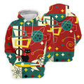 Geometric Abstraction Atomic Cat Hawaiian Golf Shirt, Retro Golf Shirt, Women's Golf Tops