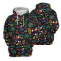 Neon Shark And Cocktail Pattern Hawaiian Golf Shirt, Men's Golf Shirt, Polo Shirts For Men