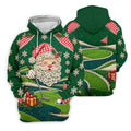 Christmas Winking Santa Golf Polo Shirt, Christmas Golf Shirt, Mens Golf Apparel
