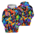 Colorful Cat Sunglasses Paint Splash Golf Shirt, Women's Golf Tops, Performance Golf Shirt