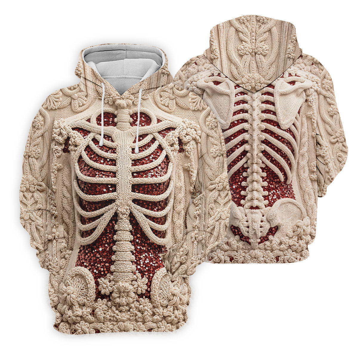 Knitted Skeleton Sequin Halloween Polo Shirt, Mens Golf Polo, Golf Apparel For Men