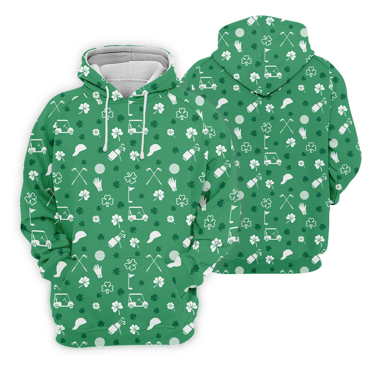 Golf Items Seamless Pattern St. Patrick’s Day Shamrock Golf Shirt, Polo Shirts For Men, Golf Shirts For Men