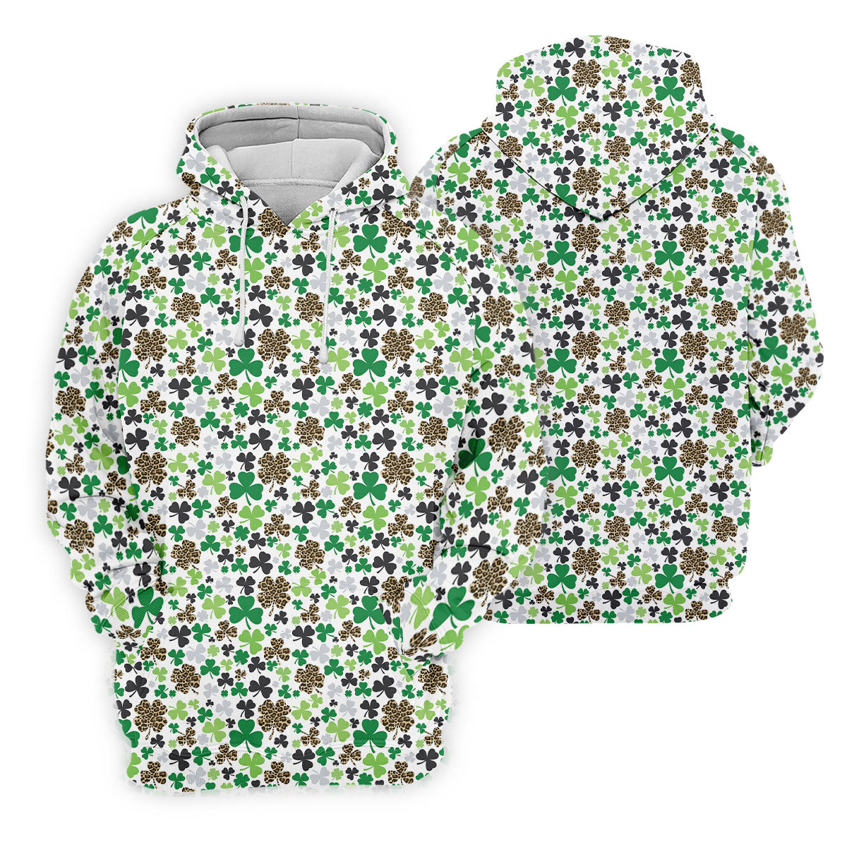 Leopard Pattern St Patrick's Day Shamrock Golf Shirt, Fun Golf Shirts For Men, Polo Shirts For Men