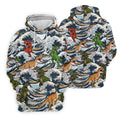 T Rex Surfing Great Wave Golf Polo Shirt, Men's Golf Shirt, Printed Golf Shirts