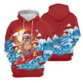 Men's Funny Santa Surfing Men's Golf Polo, Christmas Golf Shirt, Golf Apparel For Men