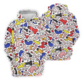 Funny Colorful Adult Doodle Pattern Polo Shirt, Mens Golf Polo, Golf Shirts For Men