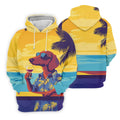 Funny Dachshund Beach Men's Polo Shirt, Hawaiian Golf Polo, Cool Golf Gifts, Unique Gift For Golfer