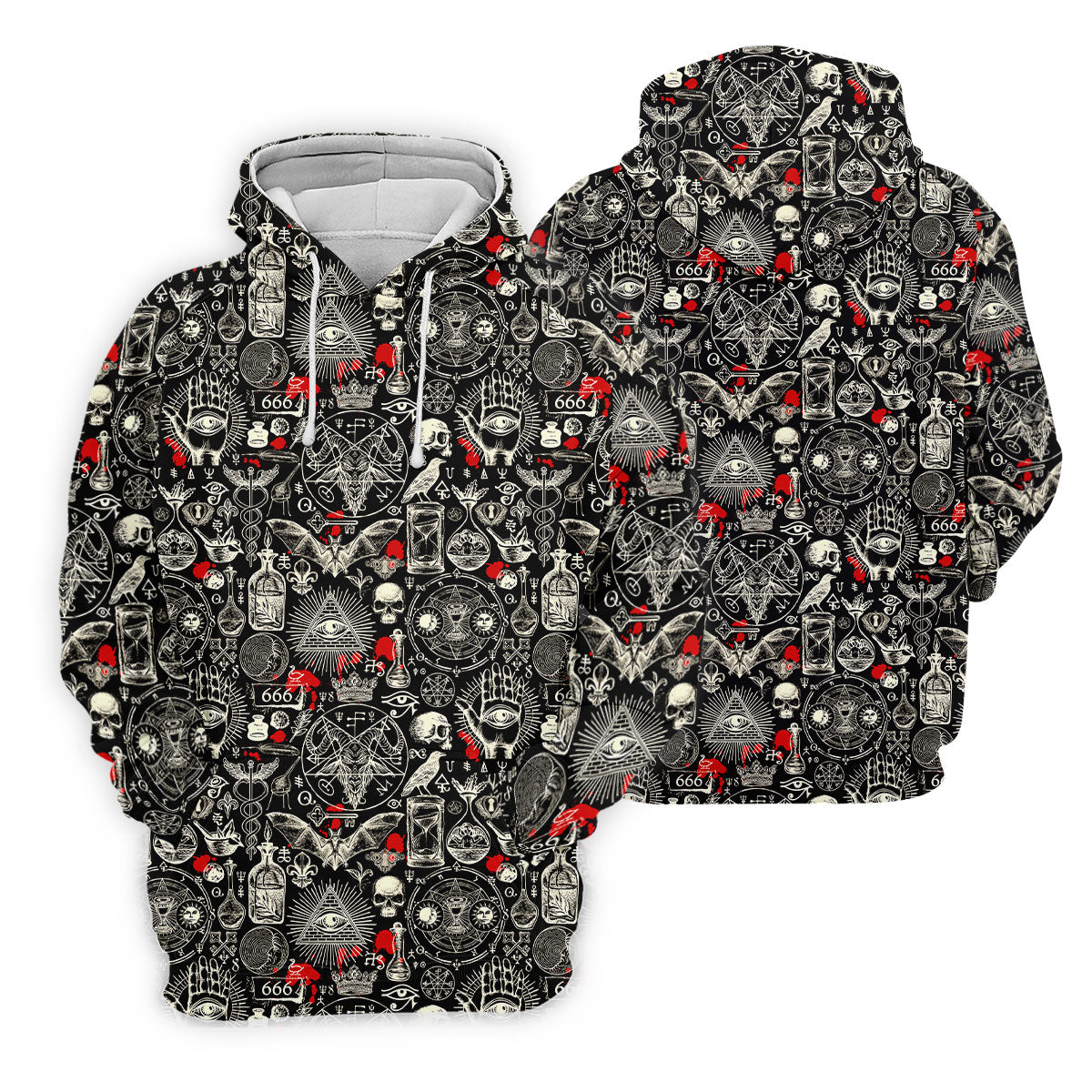 Occult Theme Sketch Style Hawaiian Golf Shirt, Women's Golf Tops, Ladies Golf Shirts
