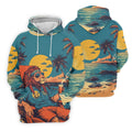 Beach Vibes Lion Sunset Teal Hawaiian Golf Polo, Golf Tops For Women, Golfing Apparel