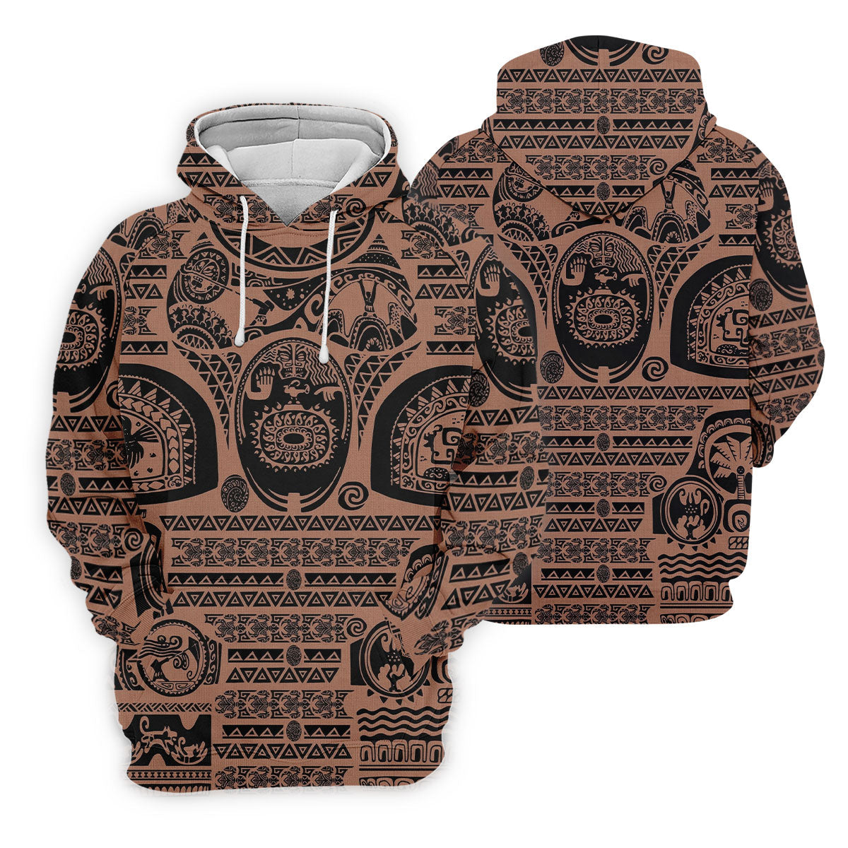 Maori Tattoo Pattern with Traditional Tiki Mask Hawaiian Golf Polo, Golf Tops For Men, Golfing Apparel