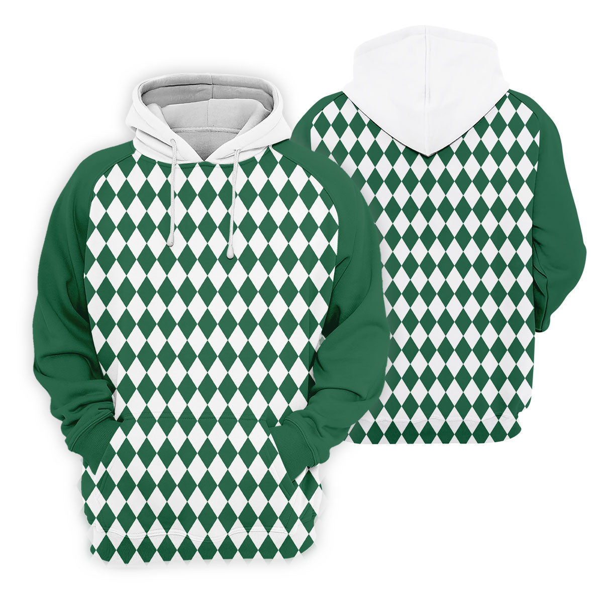 Green And White Argyle Pattern Retro Golf Shirt, Women's Golf Tops, Ladies Golf Polos, Ladies Golf Shirts