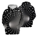 3D Vortex Golf Shirt, Black White Optical Illusion Tunnel Pattern, Golf Shirt For Women