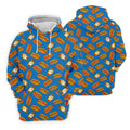 Blue Hot Dog And Fried Egg Pattern Golf Shirt, Hawaiian Golf Shirt, Mens Golf Shirts, Golf Apparel For Men