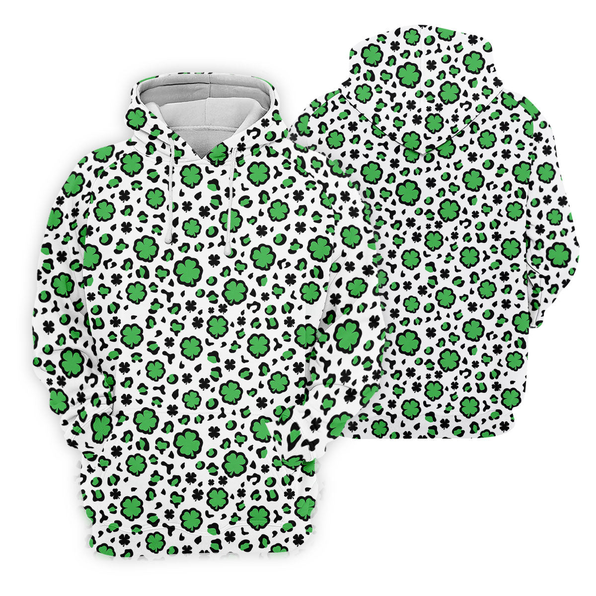 Lucky Four Leaf Clover Leopard Pattern St Patrick's Day Golf Shirt, Polo Shirts For Men, Golf Shirts For Men