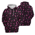 Black Pink Ribbon Heart Breast Cancer Polo Shirt, Ladies Golf Shirt, Women's Golf Tops