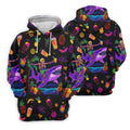 Neon Shark Beach Party Pattern Hawaiian Golf Shirt, Golf Shirts For Men, Polo Shirts For Men
