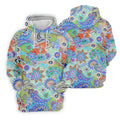 Colorful Boho Paisley Floral Pattern Golf Polo, Women's Golf Tops, Printed Golf Shirt