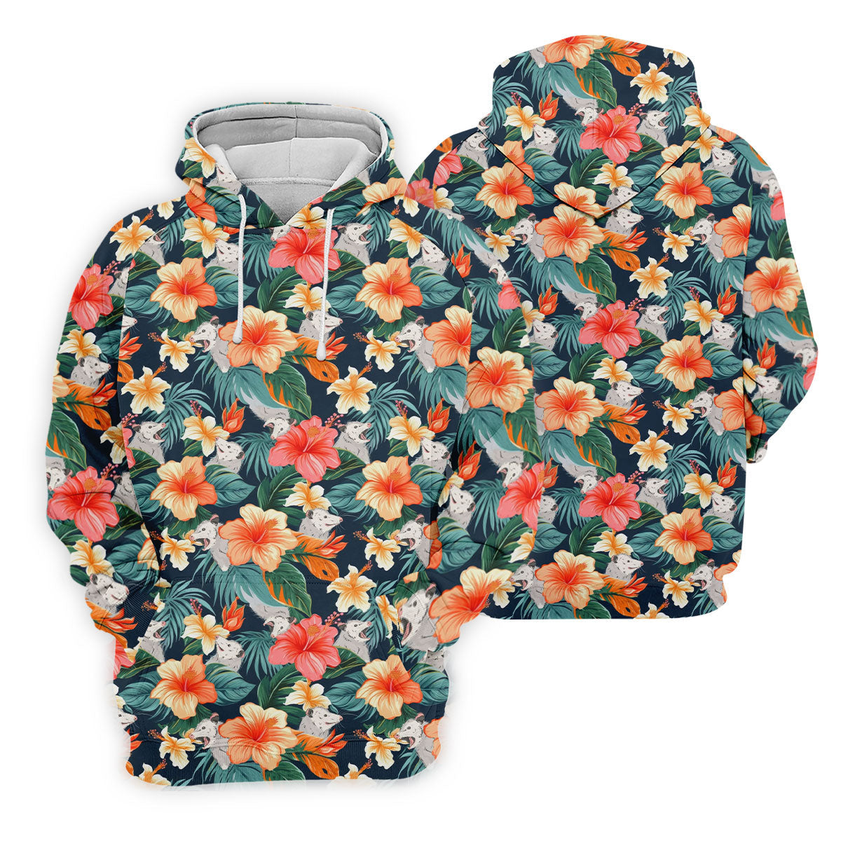 Large Hibiscus Flowers Tropical Vibe Golf Tops For Men, Hawaiian Golf Shirts, Polo Shirts For Men